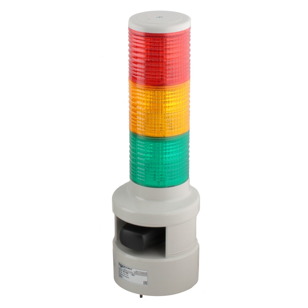 Светодиодный маячок с усиленным звуковым сигналом SLF100B-024-RYG