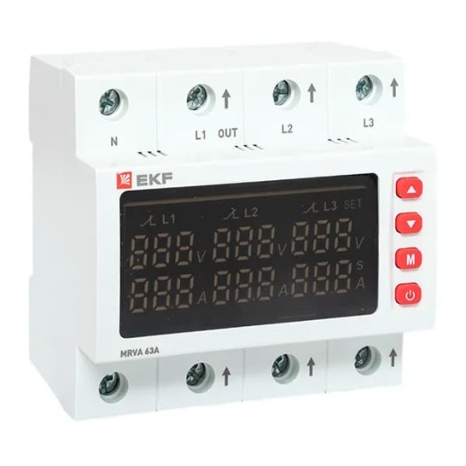 Трехфазное реле напряжения и тока с дисп. MRVA 63A EKF