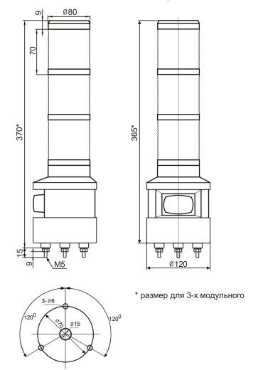 Светодиодный маячок с усиленным звуковым сигналом SLF100B-024-R