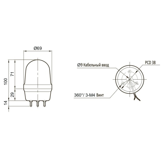 Светодиодный маячок с зуммером Q60L-BZ-12/24-A