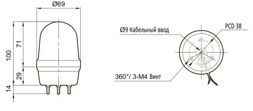 Светодиодный маячок с зуммером Q60L-BZ